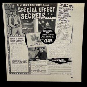 Metzger Productions Print Ad Vintage 1962 Hollywood Gun Special Effects Secrets
